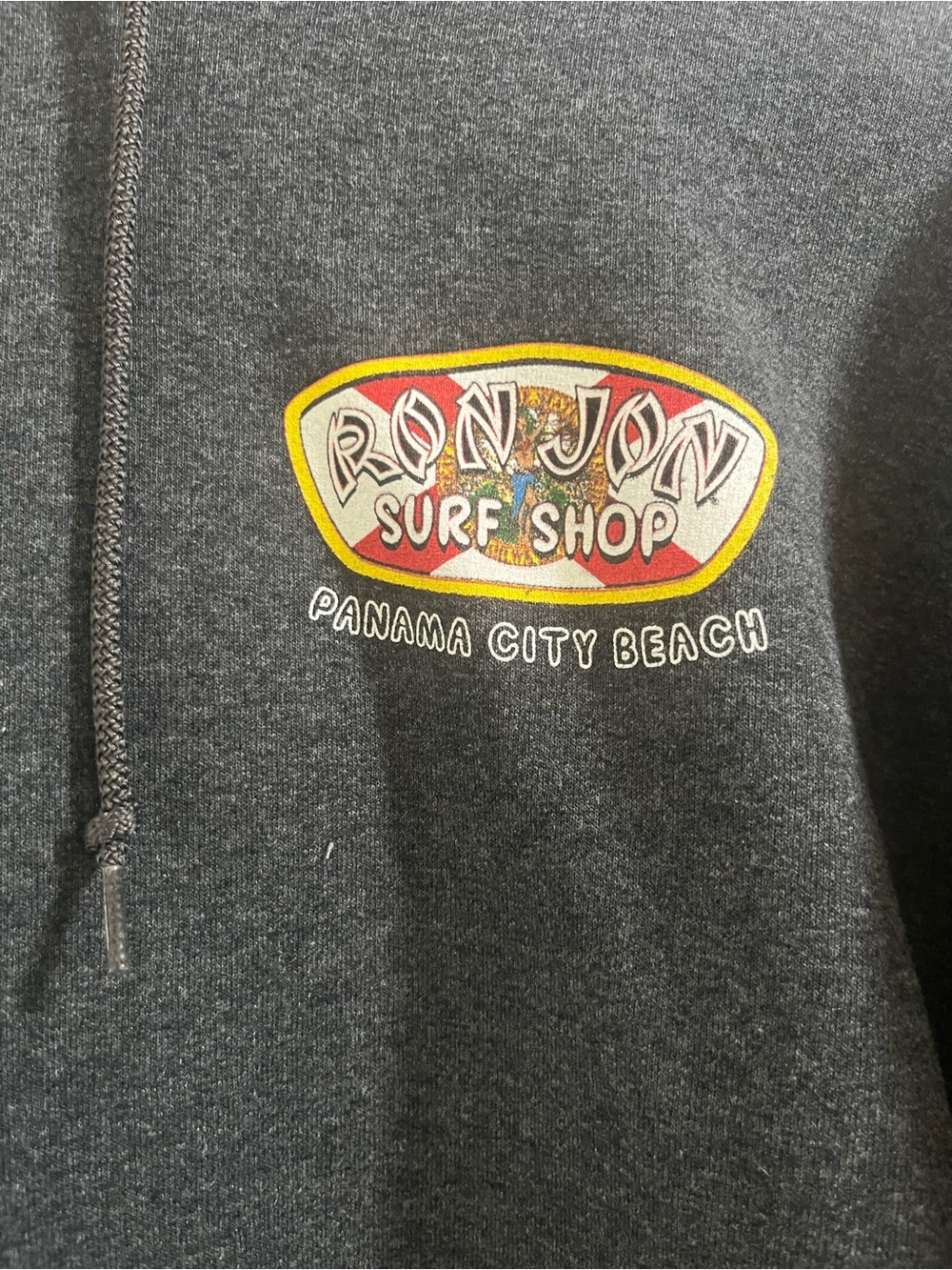 Ron Jon Charcoal Hooded Sweatshirt with Surf Patch - Picture 2 of 5